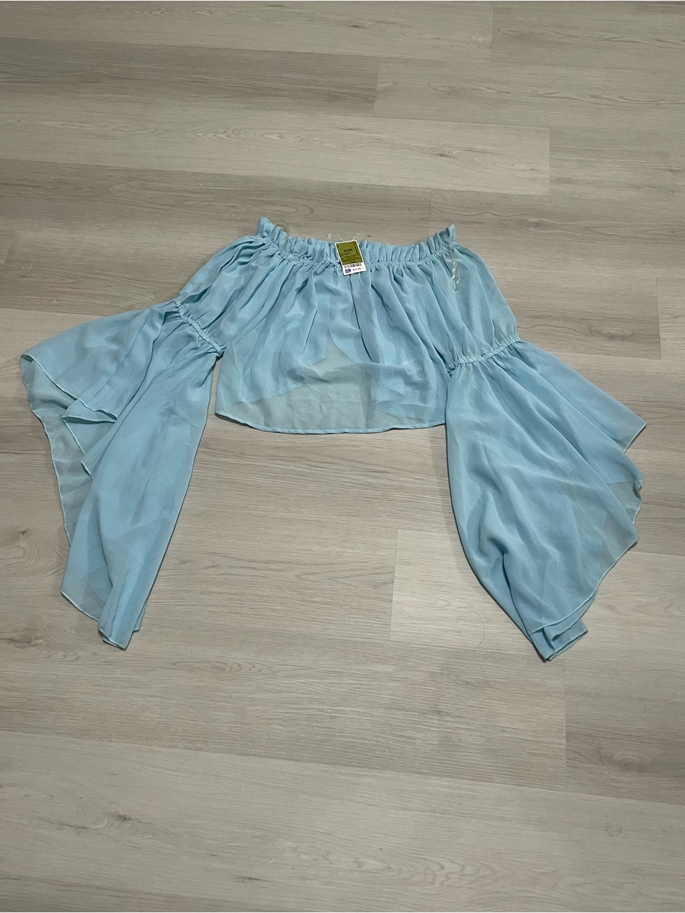 Sky Blue Off-Shoulder Crop Top
